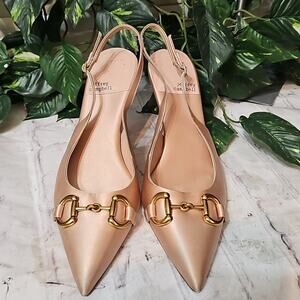 Jeffrey Campbell Estella Pointed Toe Satin Heels with Metallic Detail 10
